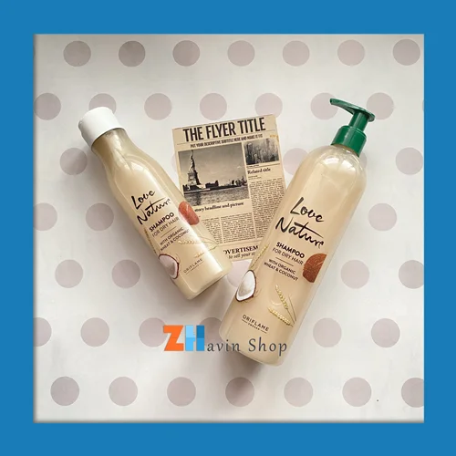 🥥 شامپو نارگیل و جو لاونیچر مخصوص موهای خشک🥥 LOVE NATURE Shampoo For Dry Hair with Organic Wheat & Coconut در دو حجم