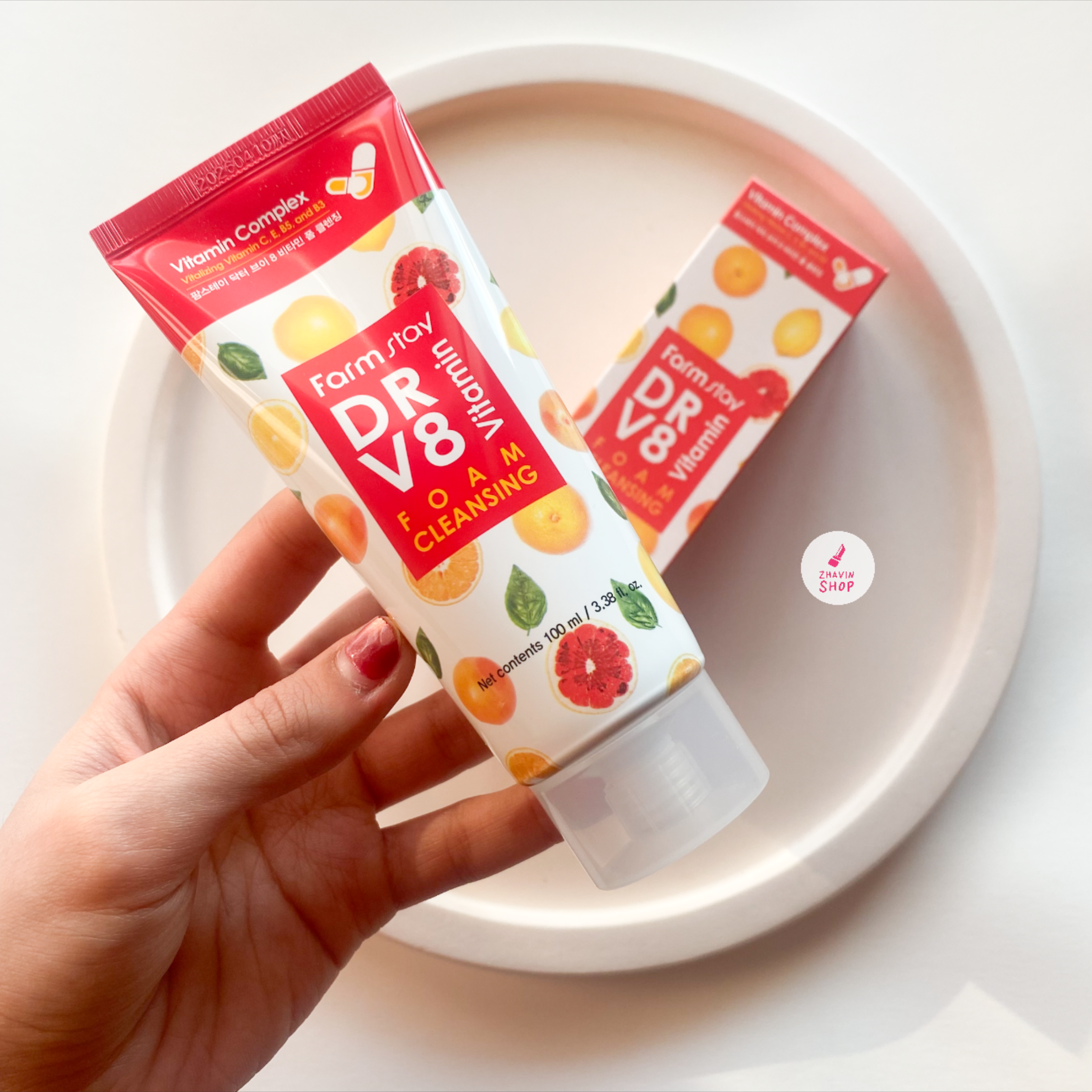 فوم پاک کننده ویتامینه فارم استی مدل DR-V8 حجم 100 میل Farmstay Dr. V8 Vitamin Foam Cleansing ‌‌